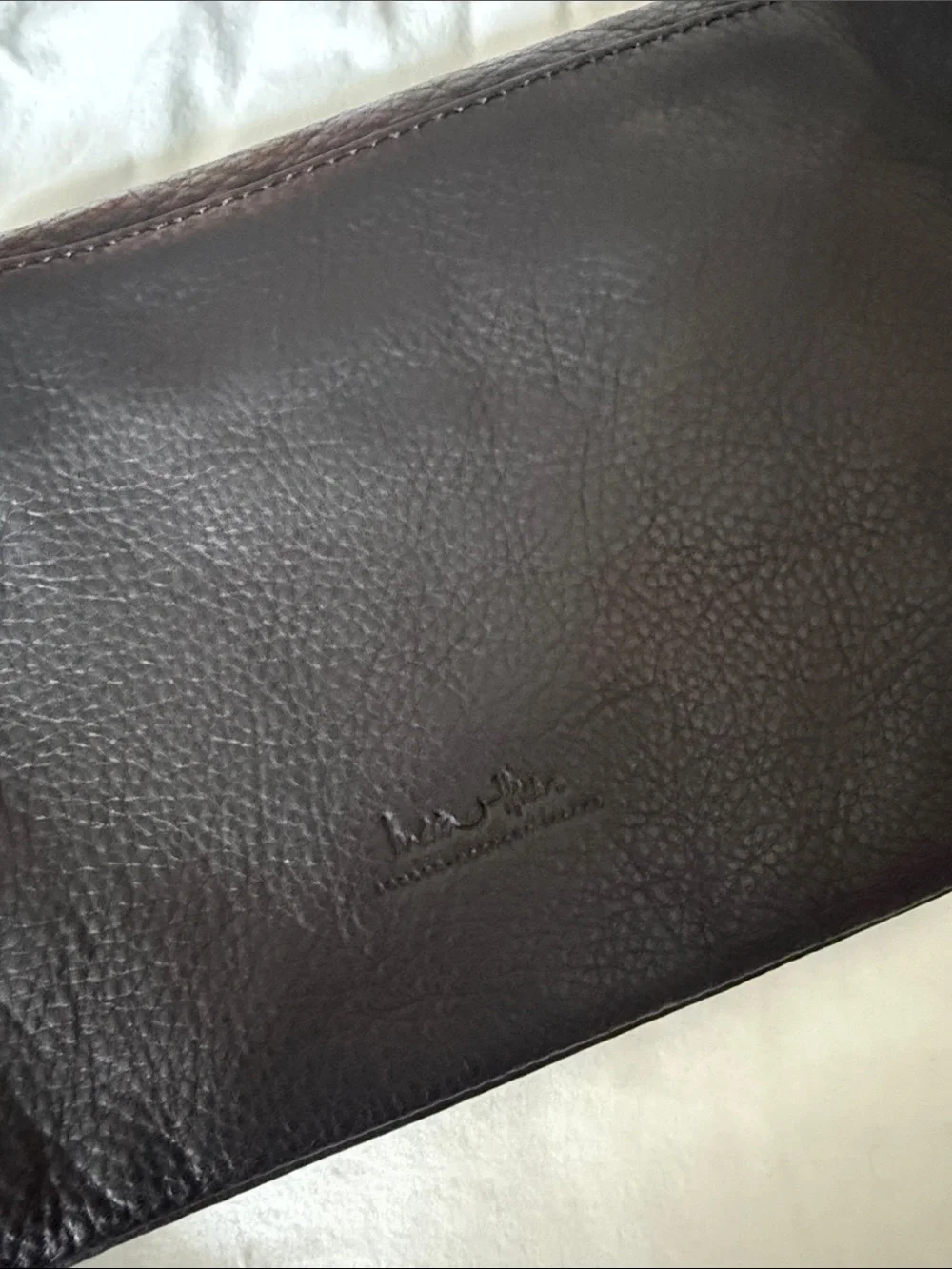 India Hicks Black Leather Foldover Clutch with Tassel
